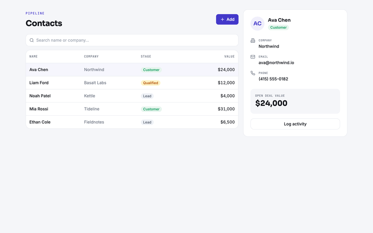 CRM Contacts template preview