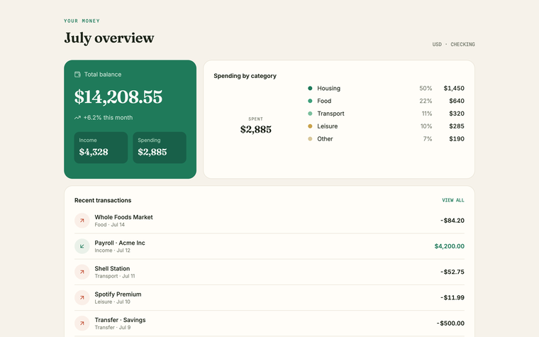 Finance template preview