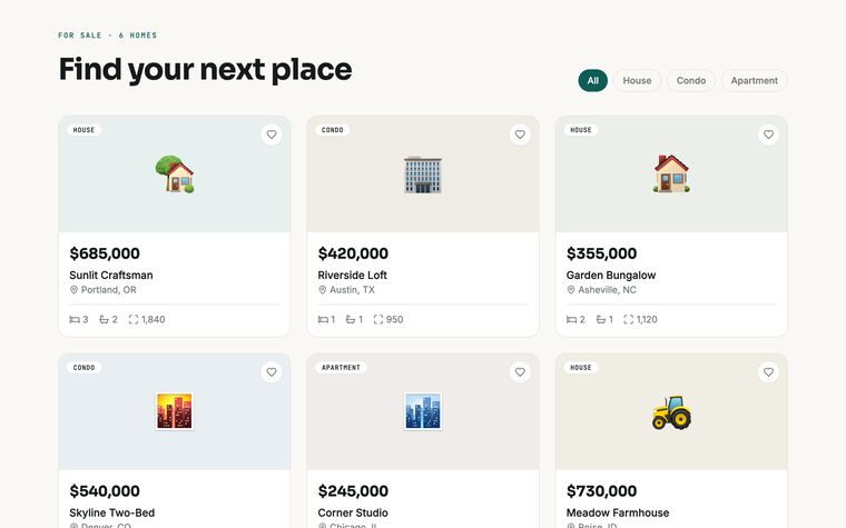 Property Listings template preview