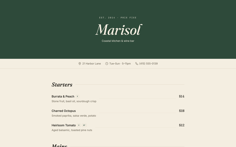 Restaurant Menu template preview