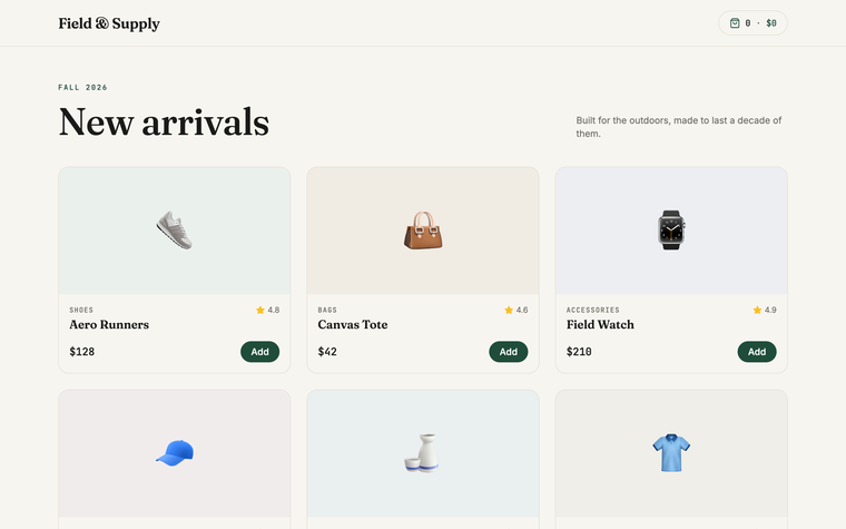 Storefront template preview